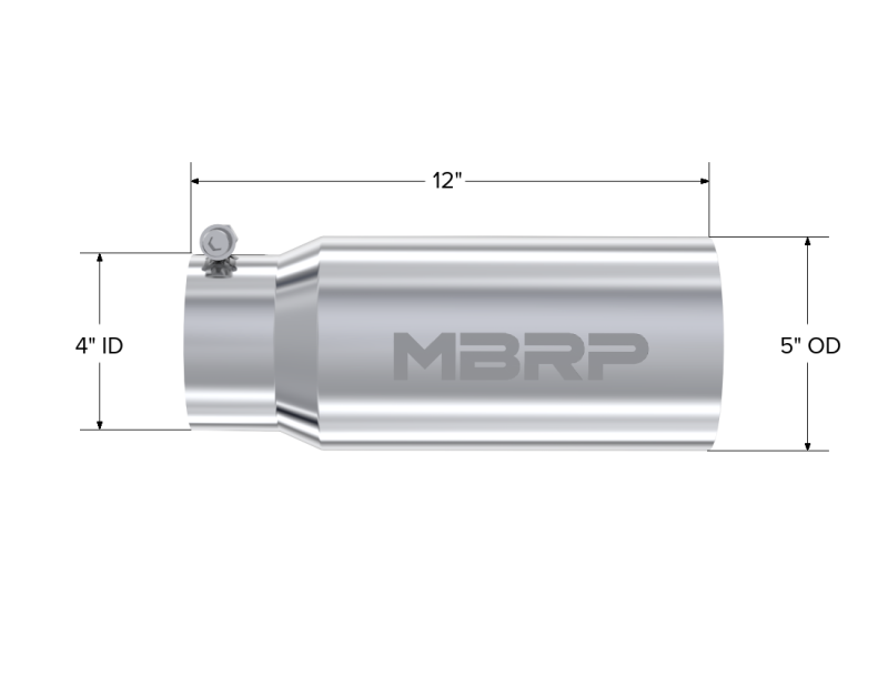MBRP Universal Tip 5 O.D. Dual Wall Straight 4 inlet 12 length MBRP Steel Tubing
