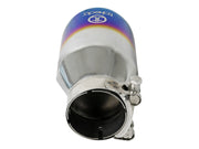 aFe Takeda 304 Stainless Steel Clamp-On Exhaust Tip 2.5in Inlet / 4in Outlet - Blue Flame aFe Tips