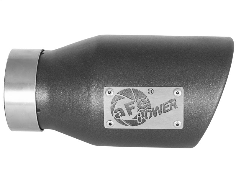 aFe MACH Force-Xp 3in 304 SS Metallic Black Exhaust Tip 3in In x 4-1/2in Out x 9in L Clamp-On Right aFe Catback