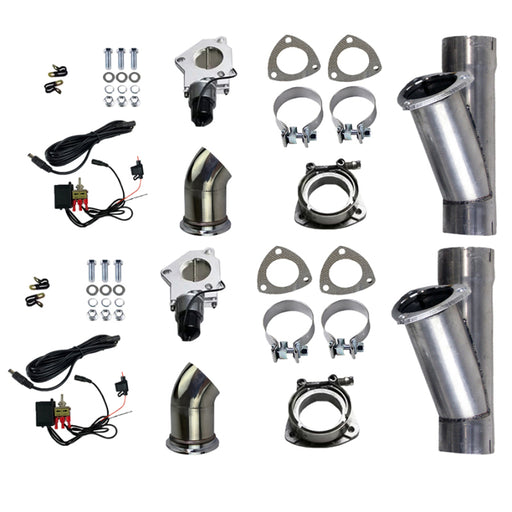Granatelli 2.5in Aluminized Mild Steel Electronic Dual Exhaust Cutout w/Slip Fit & Band Clamp Granatelli Motor Sports Exhaust Cutouts