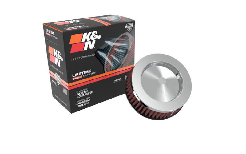 K&N Universal Round Clamp-On Air Filter 2in. Flange / 5-3/8in. OD / 2in. Height K&N Engineering Air Filters - Universal Fit