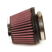 K&N Uni Chrome Oval Tapered Filter 2.125in FlgID x 4inB OL x 3inB OW x 3inT OL x 2inT OW x 2.75in H K&N Engineering Air Filters - Universal Fit