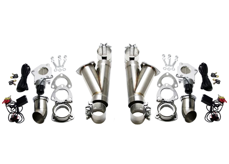 Granatelli 3.5in Aluminized Mild Steel Electronic Dual Exhaust Cutout System w/Slip Fit & Band Clamp Granatelli Motor Sports Exhaust Cutouts