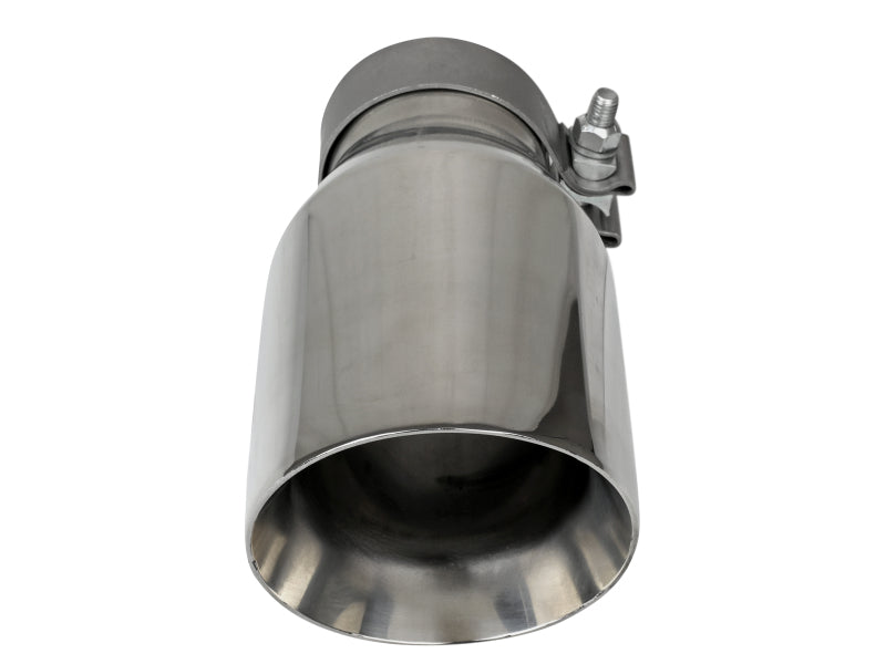 aFe MACH Force-Xp Univ 304 SS Double-Wall Clamp-On Exhaust Tip - Polished - 3in Inlet - 4.5in Outlet aFe Tips