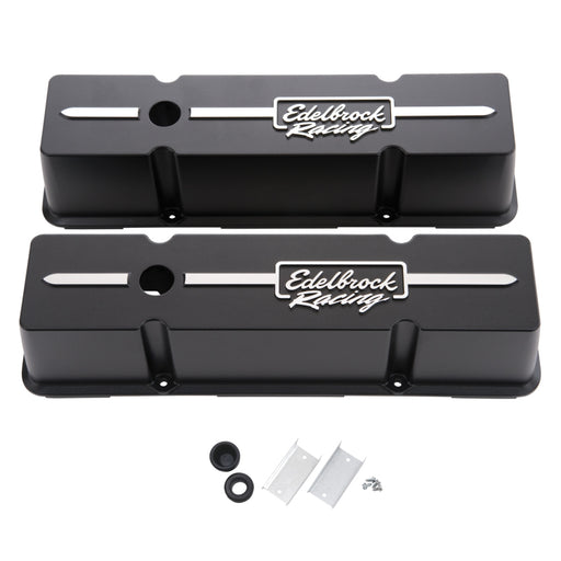 Edelbrock Valve Cover Racing Series Chevrolet 1959-1986 262-400 CI V8 Tall Black Edelbrock Valve Covers