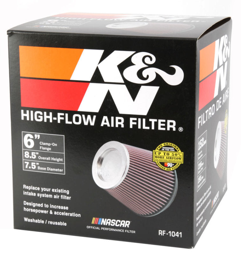 K&N Round Tapered Universal Air Filter 6 inch Flange 7 1/2 inch Base 5 inch Top 7 1/2 inch Height K&N Engineering Air Filters - Universal Fit