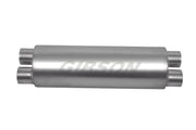 Gibson SFT Superflow Dual/Dual Round Muffler - 8x24in/3in Inlet/2.5in Outlet - Stainless Gibson Muffler