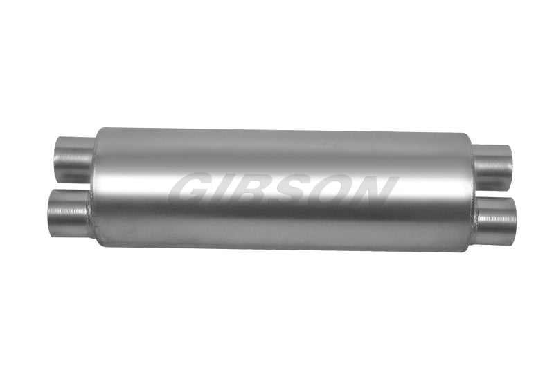 Gibson SFT Superflow Dual/Dual Round Muffler - 8x24in/3in Inlet/2.5in Outlet - Stainless Gibson Muffler
