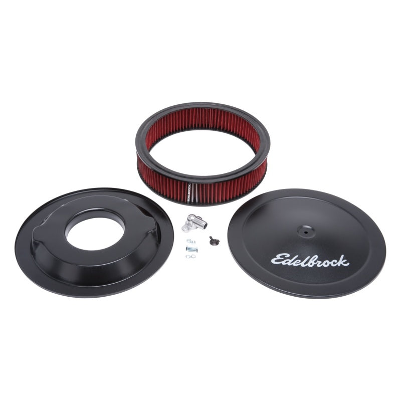 Edelbrock Air Cleaner Pro-Flo Series Round 14 In Diameter Cloth Element 3/8Indropped Base Black Edelbrock Air Filters - Universal Fit