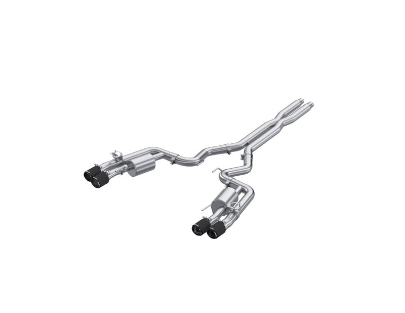 MBRP 2024+ For Mustang GT (S650) 3in Cat-Back Quad Tip - 4in Carbon Fiber Tips MBRP Catback