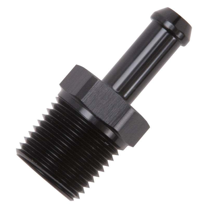 Edelbrock Hose Fittings Straight 1/2In NPT to 3/8In Barb Black Anodize Edelbrock Fittings