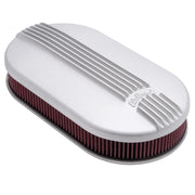 Edelbrock Air Cleaner Classic Series Oval Aluminum 17 5In X 9 35In X 4 45In Dual Carburetor Edelbrock Air Filters - Universal Fit