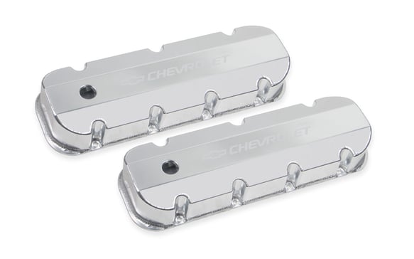 Holley GM Licensed Valve Cover - Track Series - BBC - Fabricated Aluminum - Silver 241-280 HOLLEY Autoparts