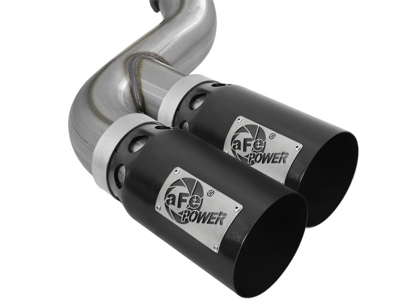 aFe Rebel XD 4in SS DPF-Back Exhaust 17-18 Ford Diesel Trucks V8-6.7L (td) w/ Dual Black Tips AFE POWER DPF Back