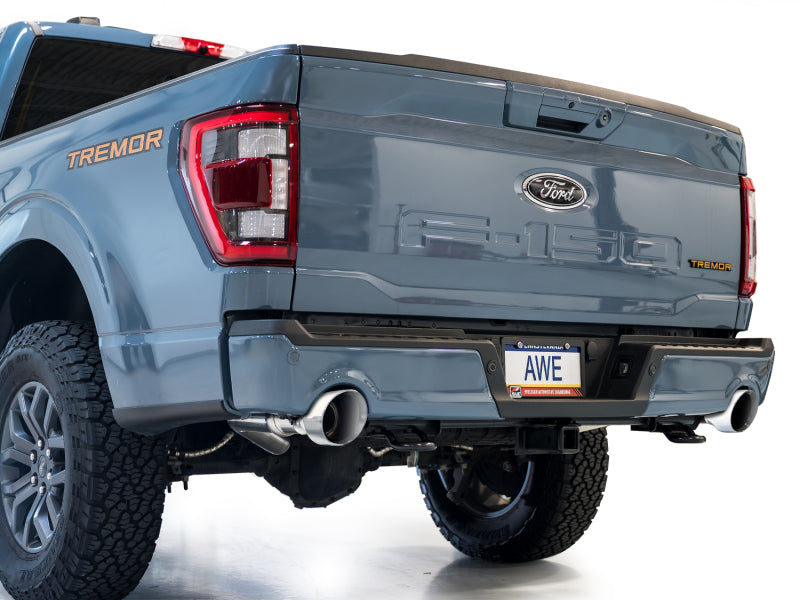 AWE Tuning 2021+ Ford F150 Tremor w/ Bumper Cutouts 0FG Non-Resonated Cat-Back w/ Chrome Silver Tips AWE Tuning Catback