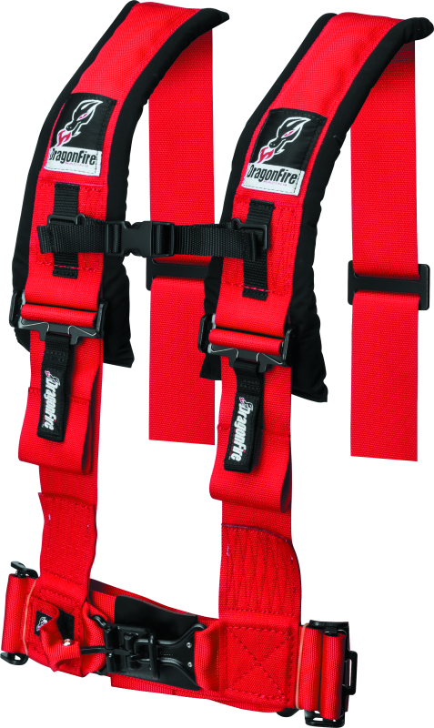 DragonFire Racing Harness- H-Style- 4-Point- 3in Buckle- Red DragonFire Racing Seat Belts & Harnesses