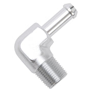 Edelbrock Hose End 90-Deg 3/8In NPT to 3/8In Barb Clear Anodize Edelbrock Fittings