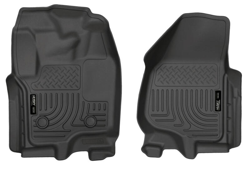 Husky Liners 12-15 Ford Super Duty Crew & Extended Cab WeatherBeater Front Row Black Floor Liners Husky Liners Floor Mats - Rubber
