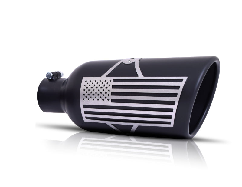 Gibson Patriot Series Rolled Edge Slash-Cut Tip - 5in OD/2.5-2.75in Inlet/12in Length - Blk Ceramic Gibson Tips