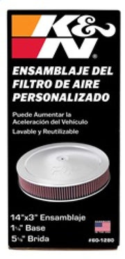 K&N 14in Red Custom Air Cleaner Assembly - 5.125in ID x 14in OD x 2.75in H x 1.25in Drop Base K&N Engineering Air Filters - Direct Fit