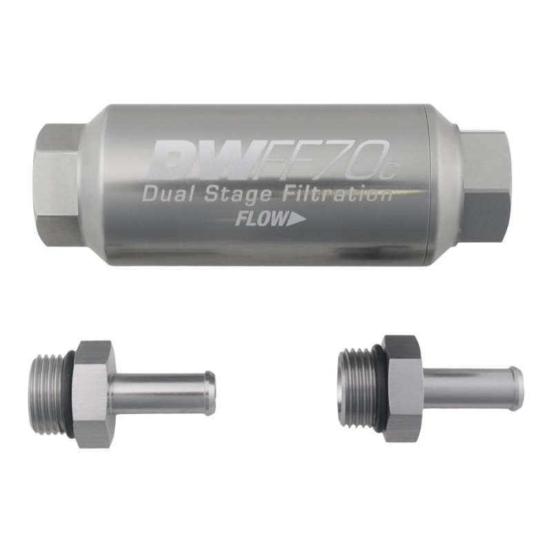 DeatschWerks 3/8in 10 Micron 70mm Compact In-Line Fuel Filter Kit DeatschWerks Fuel Filters