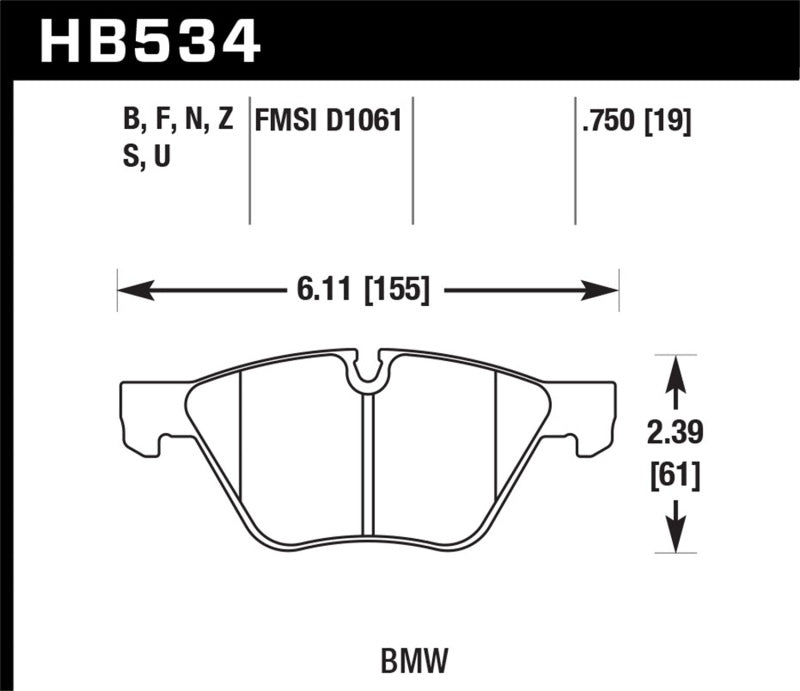 Hawk 2011 BMW 125i Front ER-1 Brake Pads Hawk Performance Brake Pads - Racing