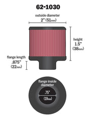 K&N Steel Base Crankcase Vent Filter .75in Vent OD x 2in OD x 1.5in Height K&N Engineering Air Filters - Universal Fit