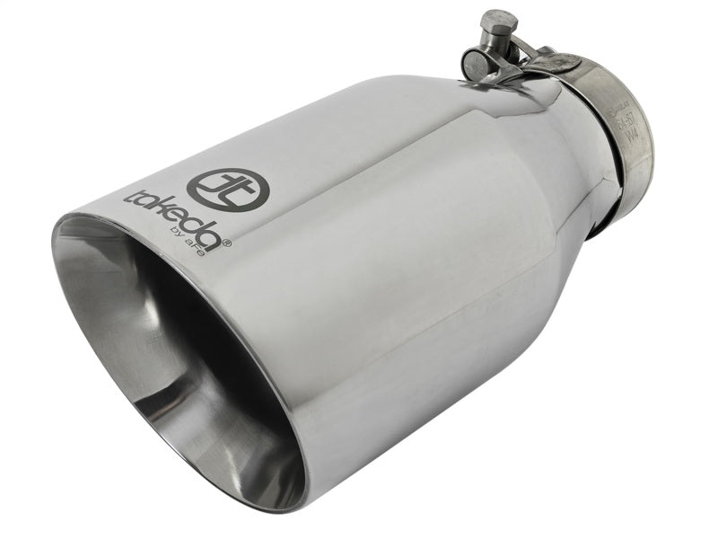 aFe Takeda 304 Stainless Steel Clamp-On Exhaust Tip 2.5in. Inlet / 4.5in. Outlet / 9in. L - Polished AFE POWER Tips