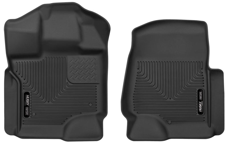 Husky Liners 15-17 Ford F-250 Super Duty Crew Cab X-Act Contour Black Front Floor Liners Husky Liners Floor Mats - Rubber