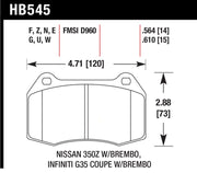 Hawk 04-09 Infiniti G35 3.5L Base Brembo Brakes OE Incl. Pin Clips Shims Front ER-1 Brake Pads Hawk Performance Brake Pads - Racing