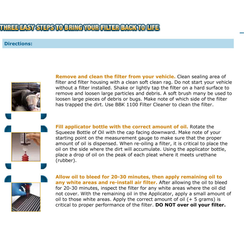 BBK BBK Cold Air Filter Restore Cleaner And Re-Oil Kit BBK Recharge Kits