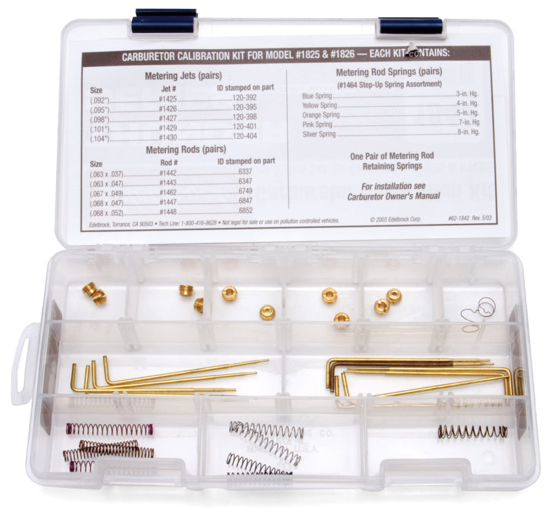 Edelbrock Calibration Kit for 1825/1826 Edelbrock Carburetor Rebuild Components