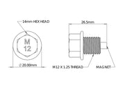 aFe POWER Magnetic Drain Plug M12 x 1.25 - Universal aFe Drain Plugs