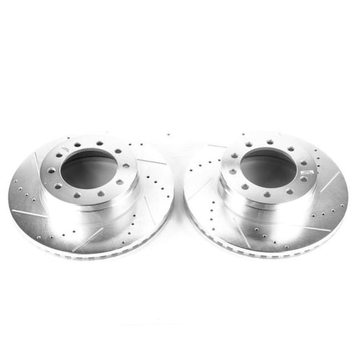 Power Stop 17-20 Ford F-550 Super Duty Front Drilled & Slotted Rotor - Pair PowerStop Brake Rotors - Slot & Drilled