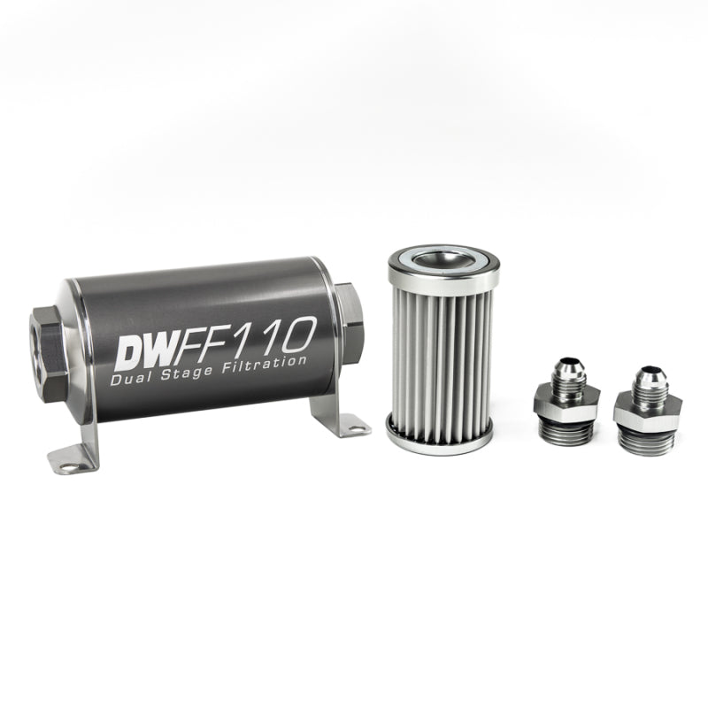DeatschWerks Stainless Steel 6AN 5 Micron Universal Inline Fuel Filter Housing Kit (110mm) DeatschWerks Fuel Filters