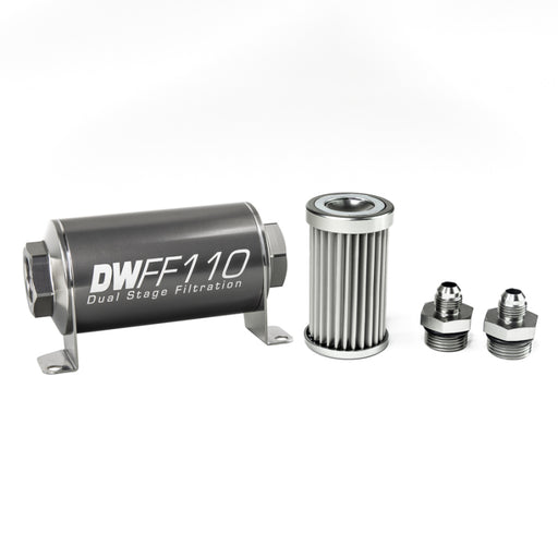 DeatschWerks Stainless Steel 6AN 5 Micron Universal Inline Fuel Filter Housing Kit (110mm) DeatschWerks Fuel Filters