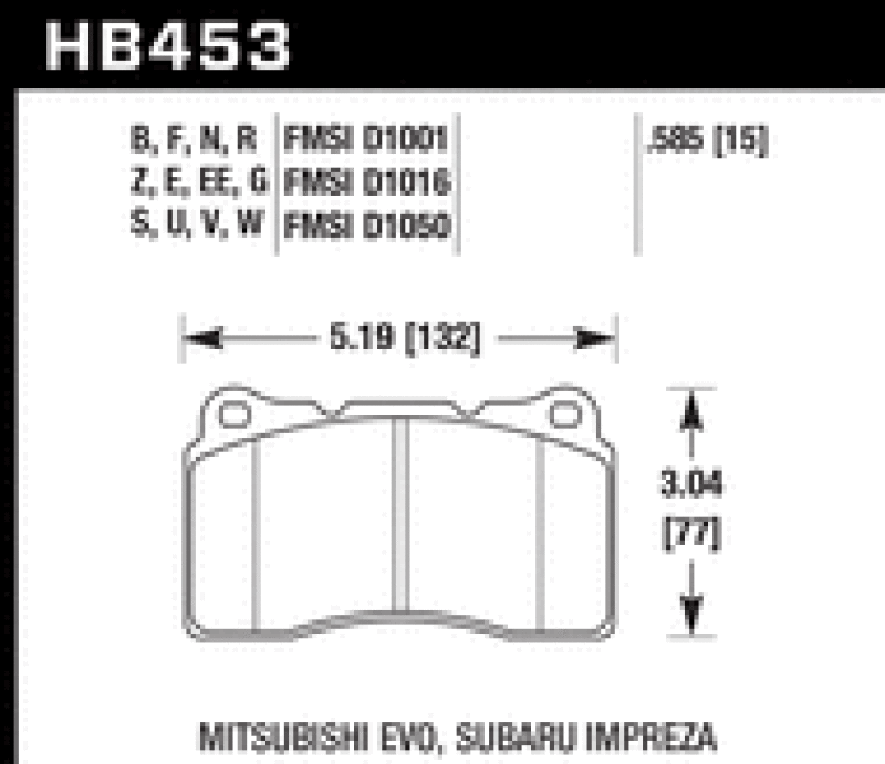 Hawk 03-06 Evo / 04-09 STi / 09-10 Genesis Coupe (Track) / 2010 Camaro SS HPX Motorsports Front Brak Hawk Performance Brake Pads - Performance