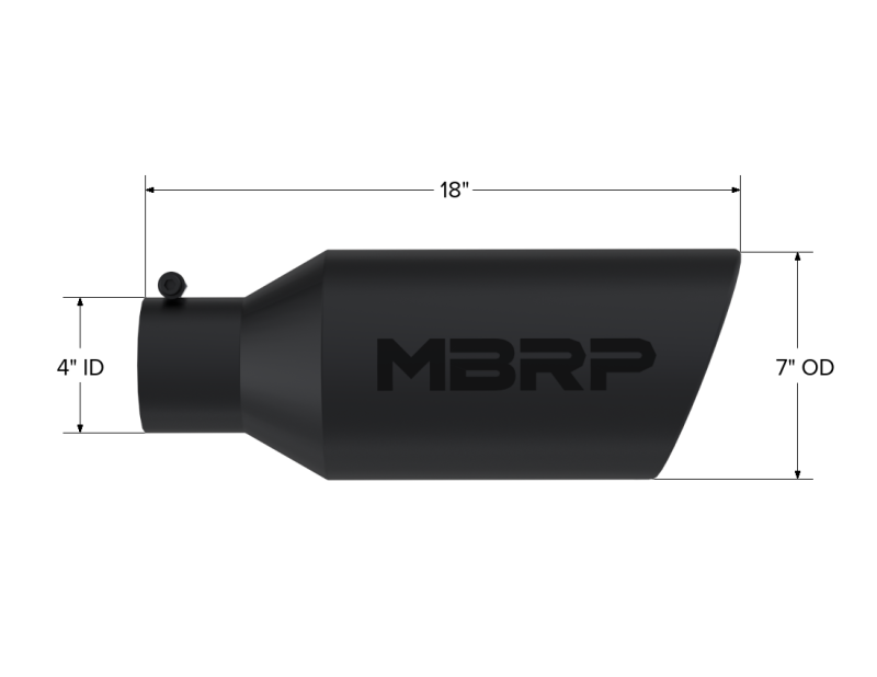 MBRP Universal Exhaust Tip 7in O.D. Rolled End 4in Inlet 18in Length - Black MBRP Tips