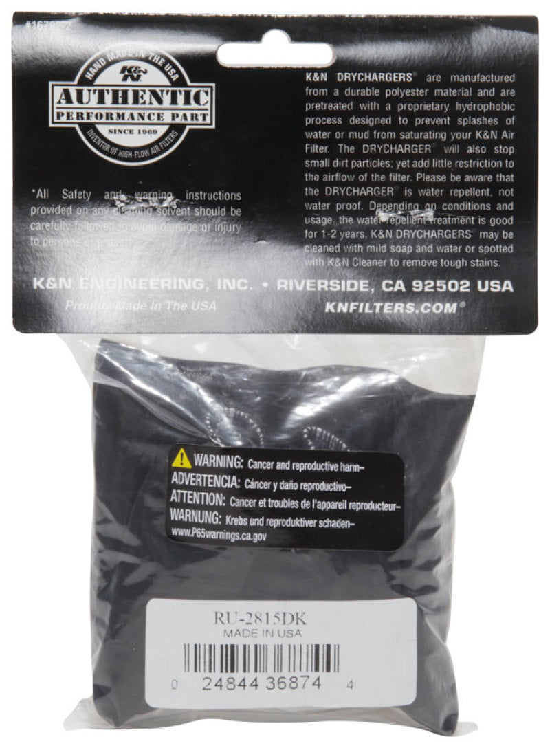 K&N Drycharger Air Filter Wrap RU-2815 Black K&N Engineering Pre-Filters