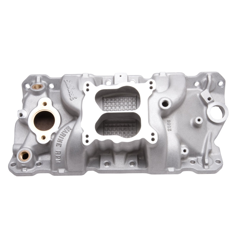 Edelbrock Manifold SBC 23-Degree Marine RPM 1987-1995 w/ Brass Edelbrock Intake Manifolds
