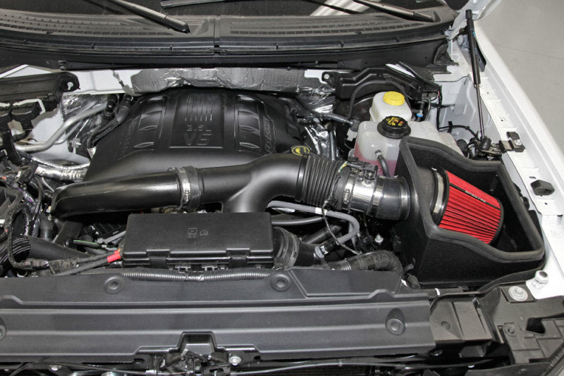Spectre 12-14 Ford F150 V6-3.5L F/I Air Intake Kit - Polished w/Red Filter Spectre Cold Air Intakes