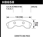 Hawk 2010-2013 Chevy Corvette Grand Sport (One-Piece Pads) ER-1 Motorsports Front Brake Pads Hawk Performance Brake Pads - Racing