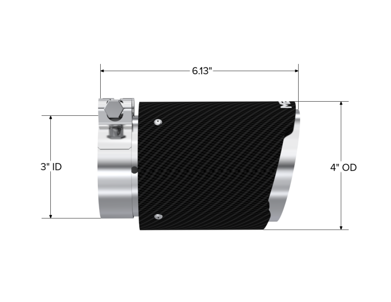 MBRP Universal Carbon Fiber Tip 3in ID / 4in OD Out / 6.13in Length Angle Cut Dual Wall MBRP Tips