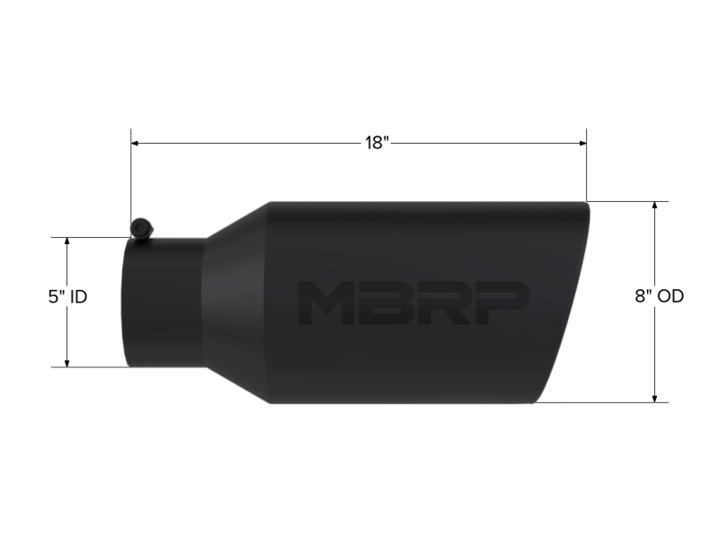 MBRP Universal Tip 8in OD Rolled End 5in Inlet 18in Length T304 - Black MBRP Tips