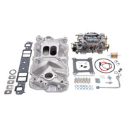 Edelbrock Manifold And Carb Kit Performer Eps Small Block Chevrolet 1957-1986 Natural Finish Edelbrock Intake Manifolds
