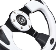 NRG Reinforced Steering Wheel (320mm) Blk w/White Trim & 4mm 3-Spoke NRG Steering Wheels