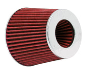 K&N Universal Air Filter Chrome Round Tapered Red - 4in Flange ID x 1.125in Flange Length x 5.5in H K&N Engineering Air Filters - Universal Fit