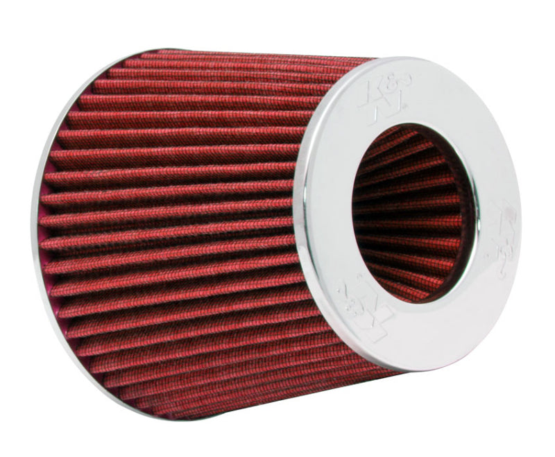 K&N Universal Air Filter Chrome Round Tapered Red - 4in Flange ID x 1.125in Flange Length x 5.5in H K&N Engineering Air Filters - Universal Fit