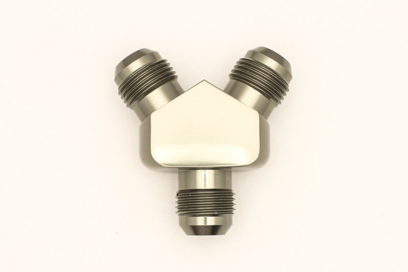 DeatschWerks 10AN Male Flare + 10AN Male Flare To 10AN Male Flare Y-Block Fitting DeatschWerks Distribution Blocks