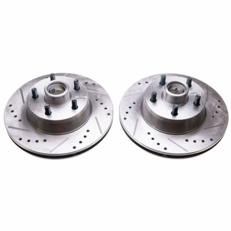 Power Stop 69-70 Ford Country Squire Front Evolution Drilled & Slotted Rotors - Pair PowerStop Brake Rotors - Slot & Drilled